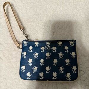 Coach Navy Floral Wristlet
